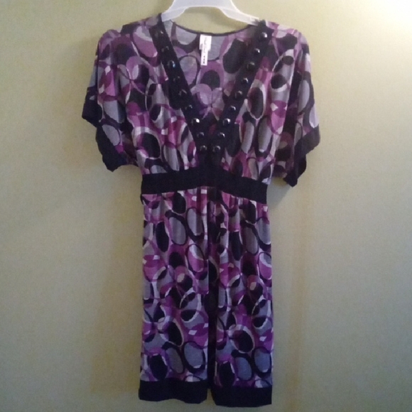 Heart Soul Dresses & Skirts - Womans XL Heart Soul Purple V-Neck Flutter Sleeve Knee Length Dress Tied Back